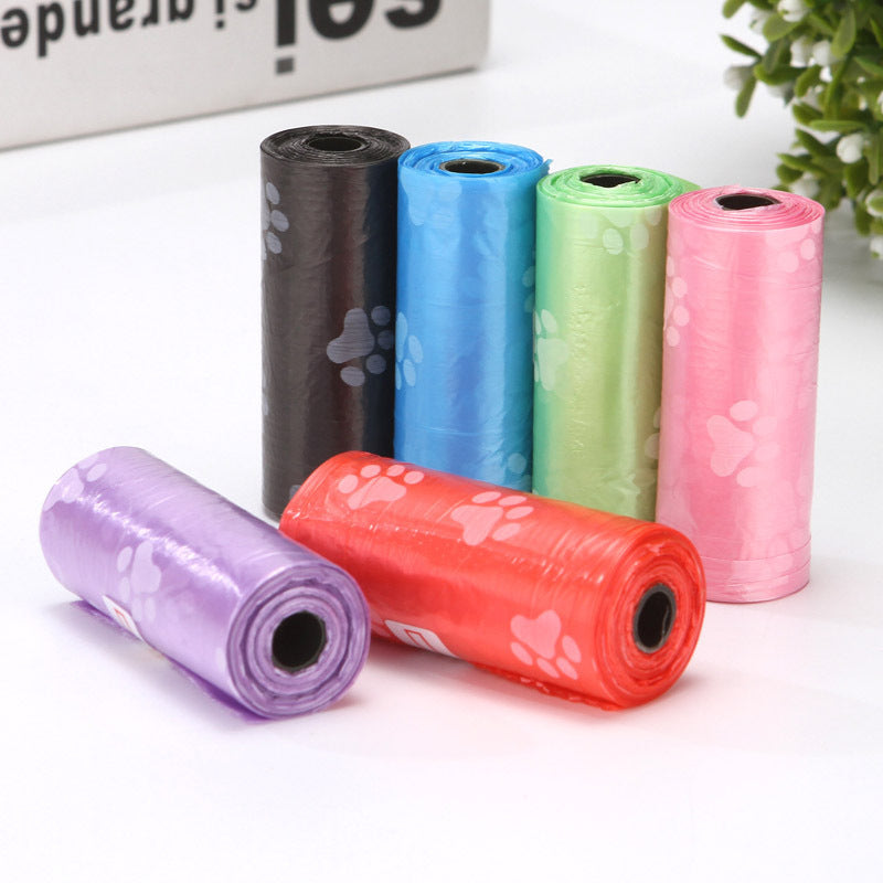 Pet Supplies Wholesale Dog Cleaning Waste Garbage Bags Printed Footprints 15 PcsRoll Pet Garbage Bags