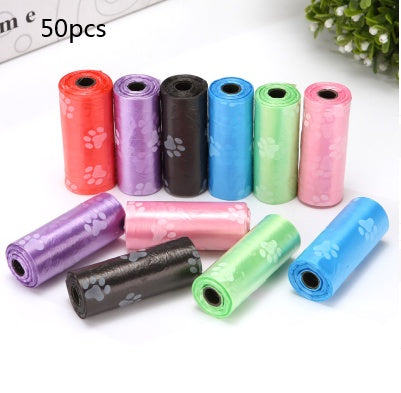 Pet Supplies Wholesale Dog Cleaning Waste Garbage Bags Printed Footprints 15 PcsRoll Pet Garbage Bags