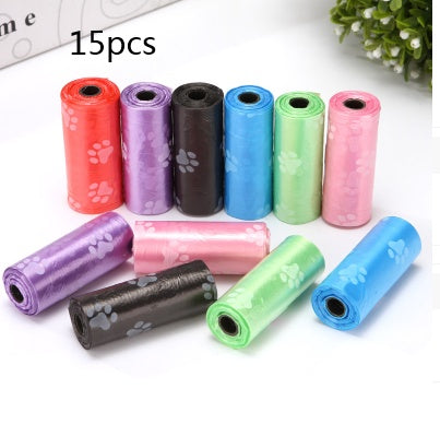 Pet Supplies Wholesale Dog Cleaning Waste Garbage Bags Printed Footprints 15 PcsRoll Pet Garbage Bags